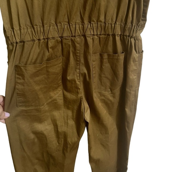 Hayden Women’s Olive Green Utility Jumpsuit Pockets Cotton Sleeveless Size Large - Picture 6 of 15